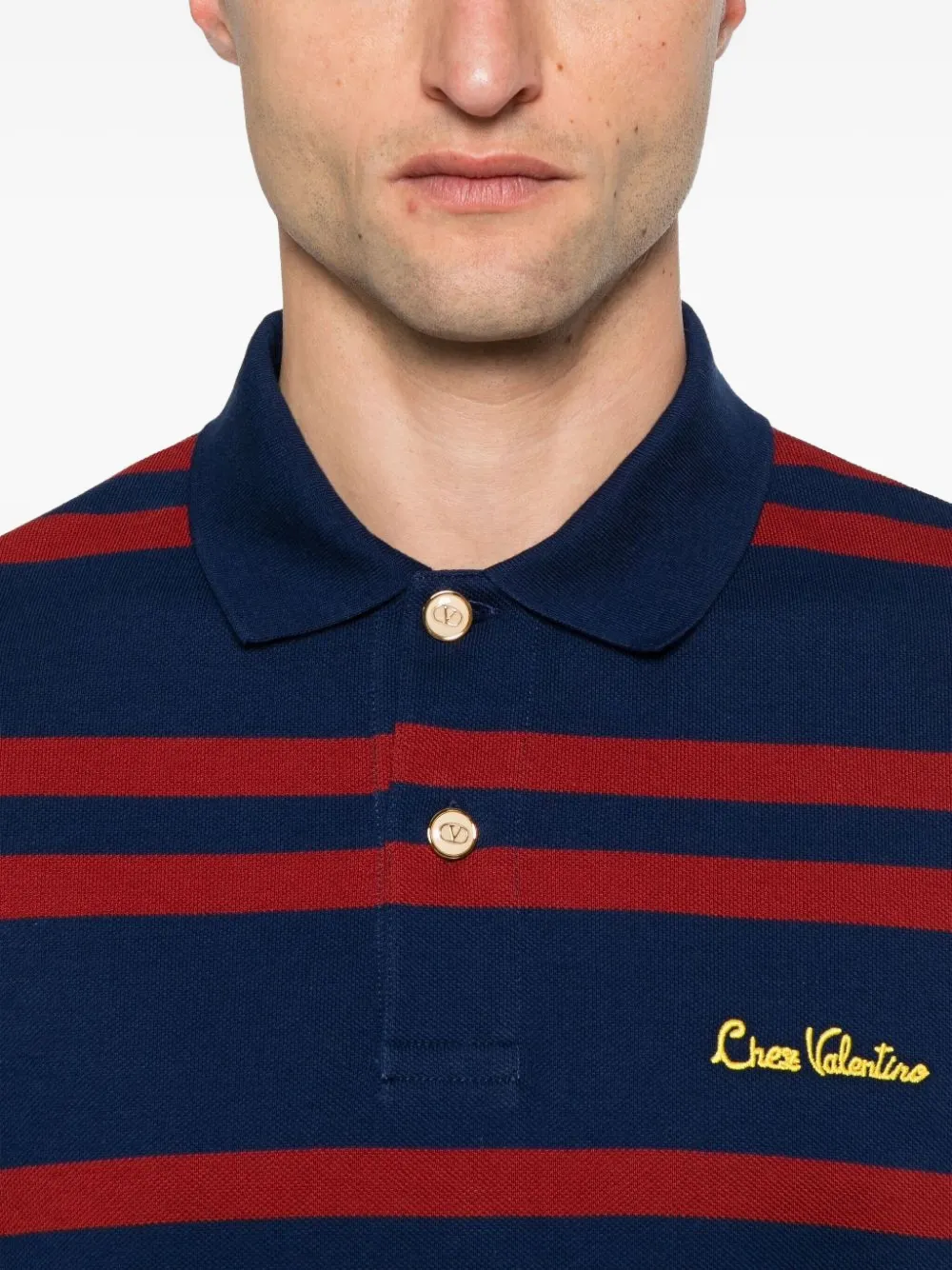 Valentino Garavani Chez Valentino gestreept poloshirt met borduurwerk Blauw