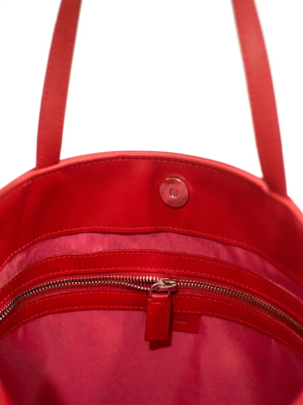 LA ROSE Leren shopper Rood