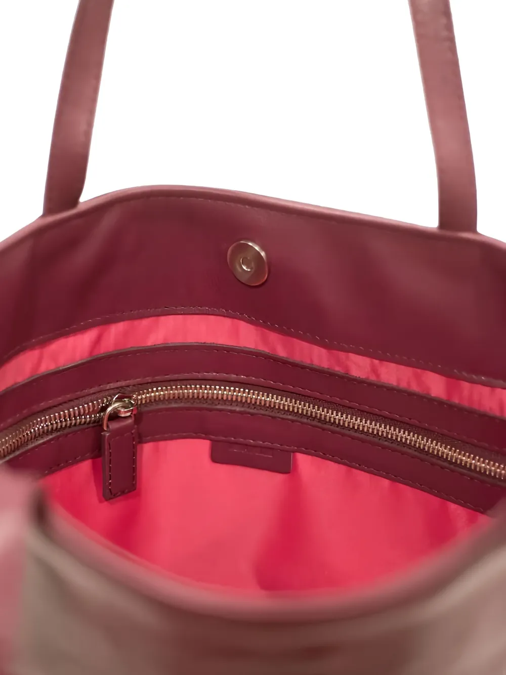 LA ROSE Leren shopper met logodetail Rood