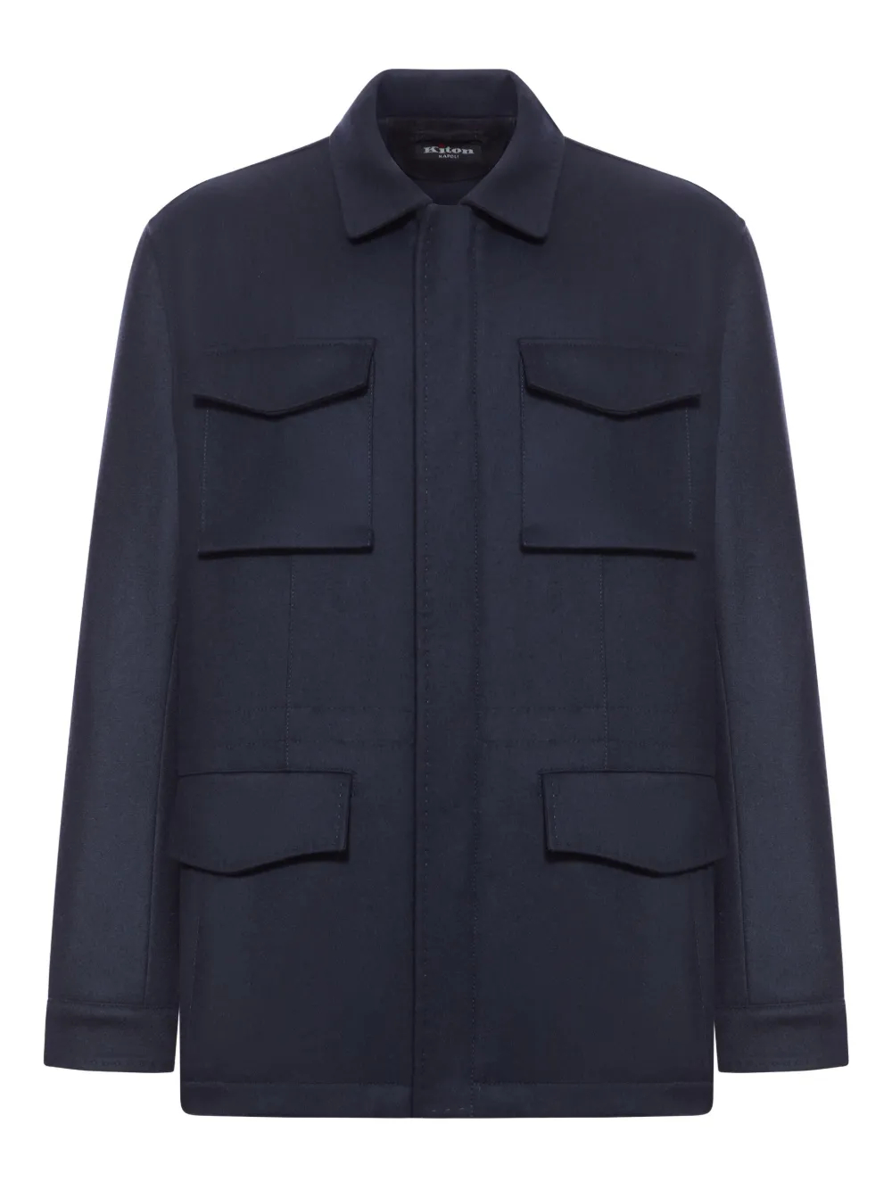 flap-pocket cashmere coat