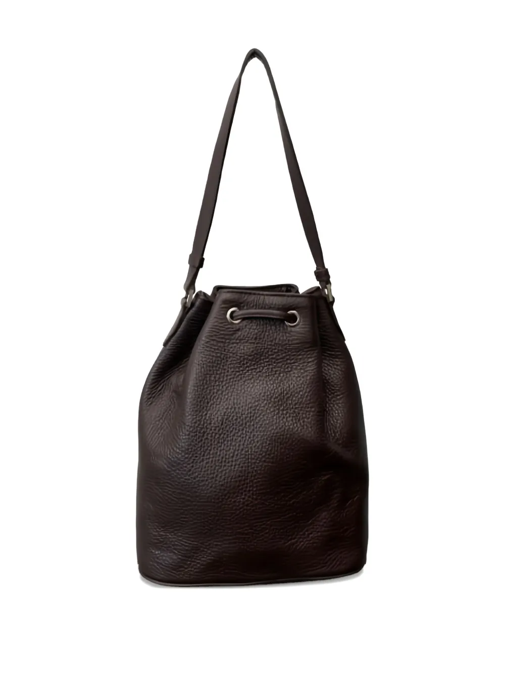 La Rose Drawstring Satchel Bucket Bag In Brown