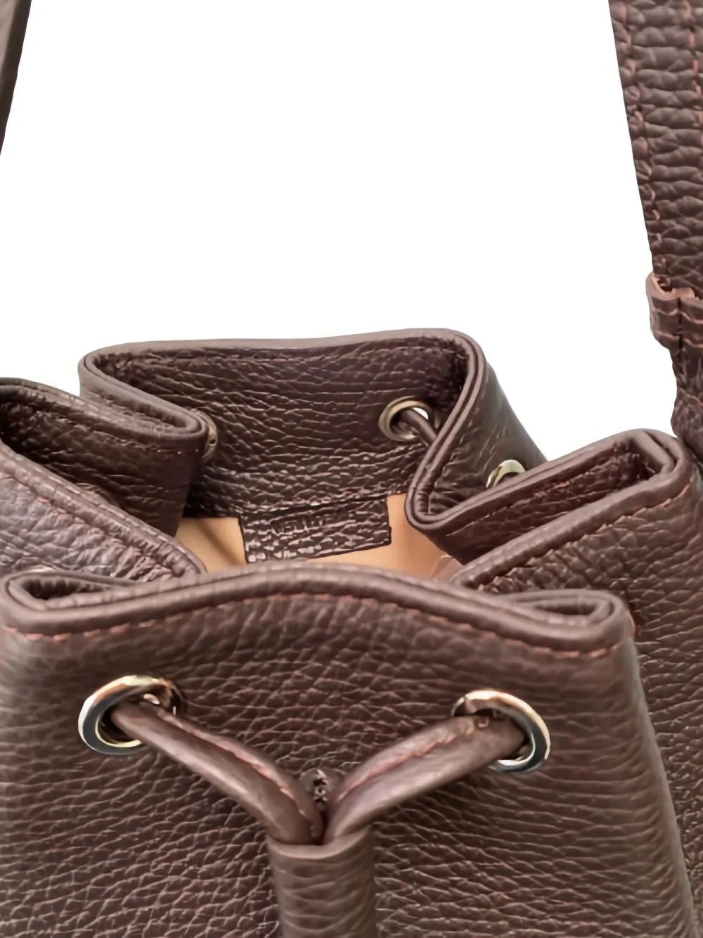 La Rose Drawstring Satchel Bucket Bag In Brown