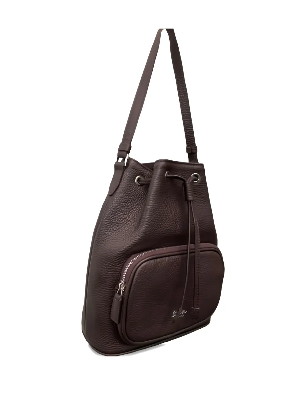 La Rose Drawstring Satchel Bucket Bag In Brown