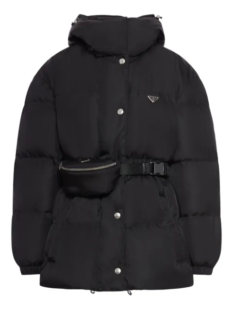 Prada hooded belted puffer jacket