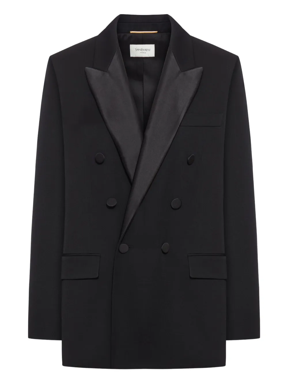 Saint Laurent satin-lapels double-breasted blazer Zwart