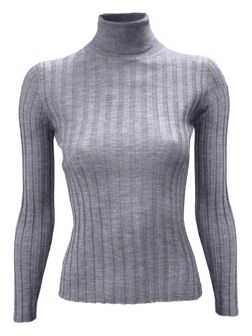 La Rose Turtleneck Ribbed Sweater In Blue