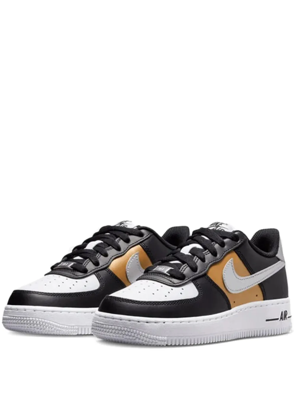 Nike Kids Air Force 1 Low "Black Metallic Silver" sneakers
