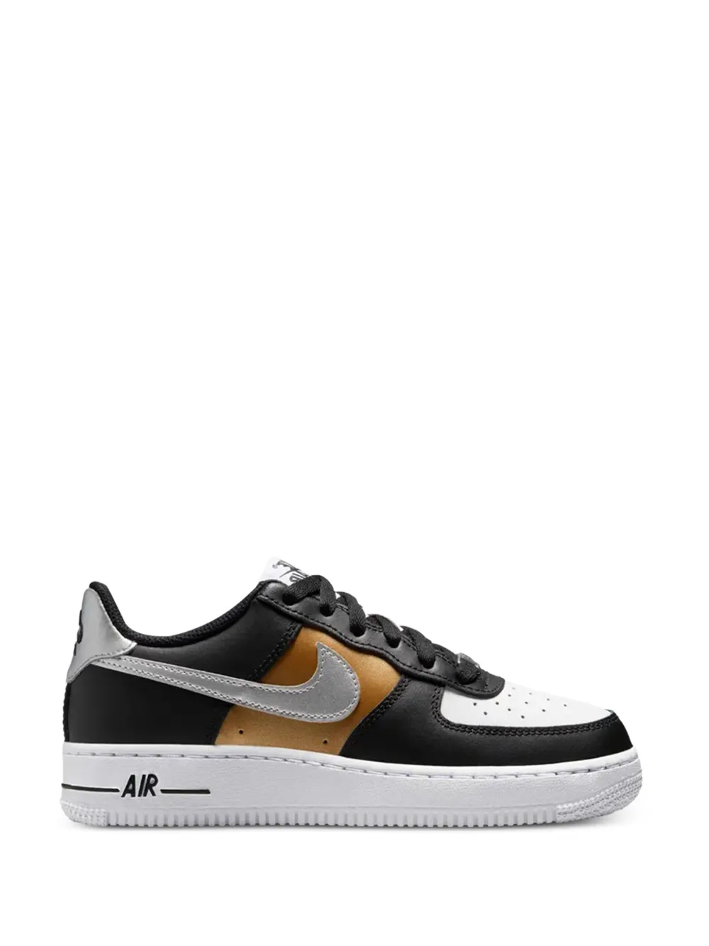 Nike Kids Air Force 1 Low "Black Metallic Silver" sneakers