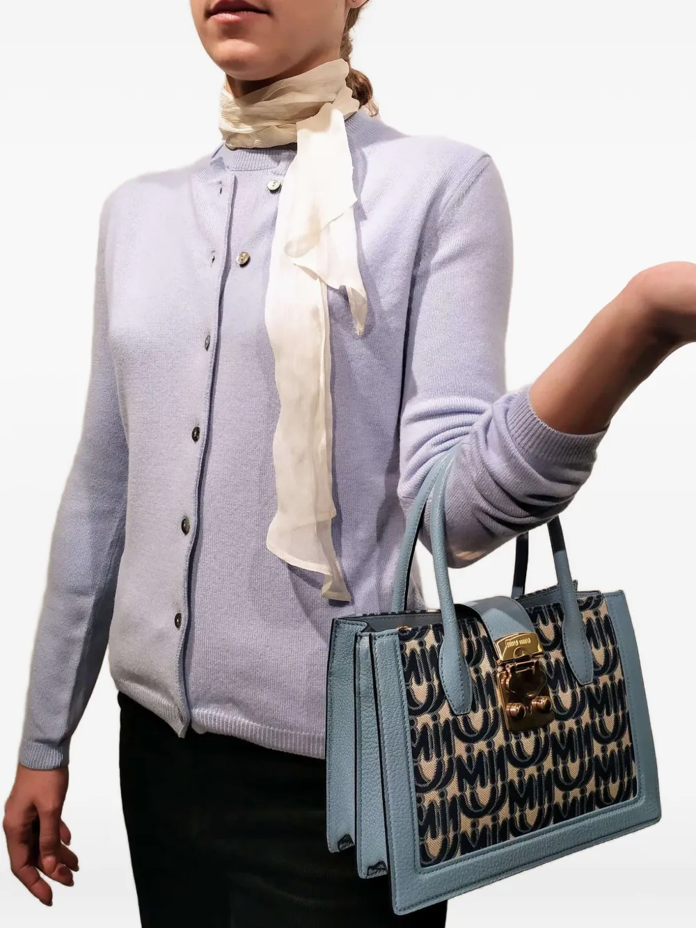  La Rose Button Cashmere Cardigan - Blue 