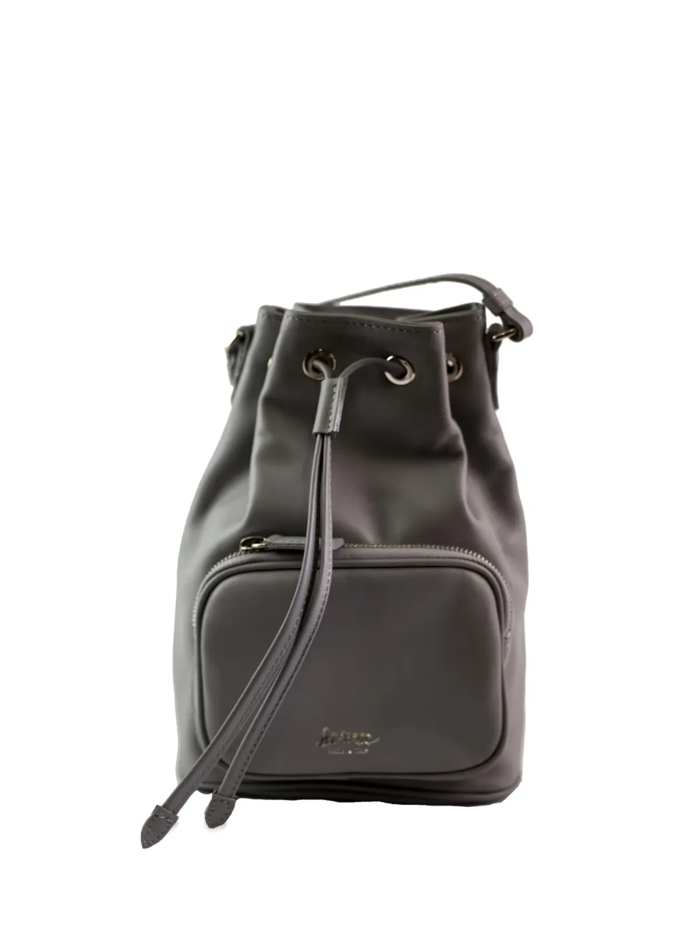 La Rose Drawstring Zip Leather Bucket Bag In Black