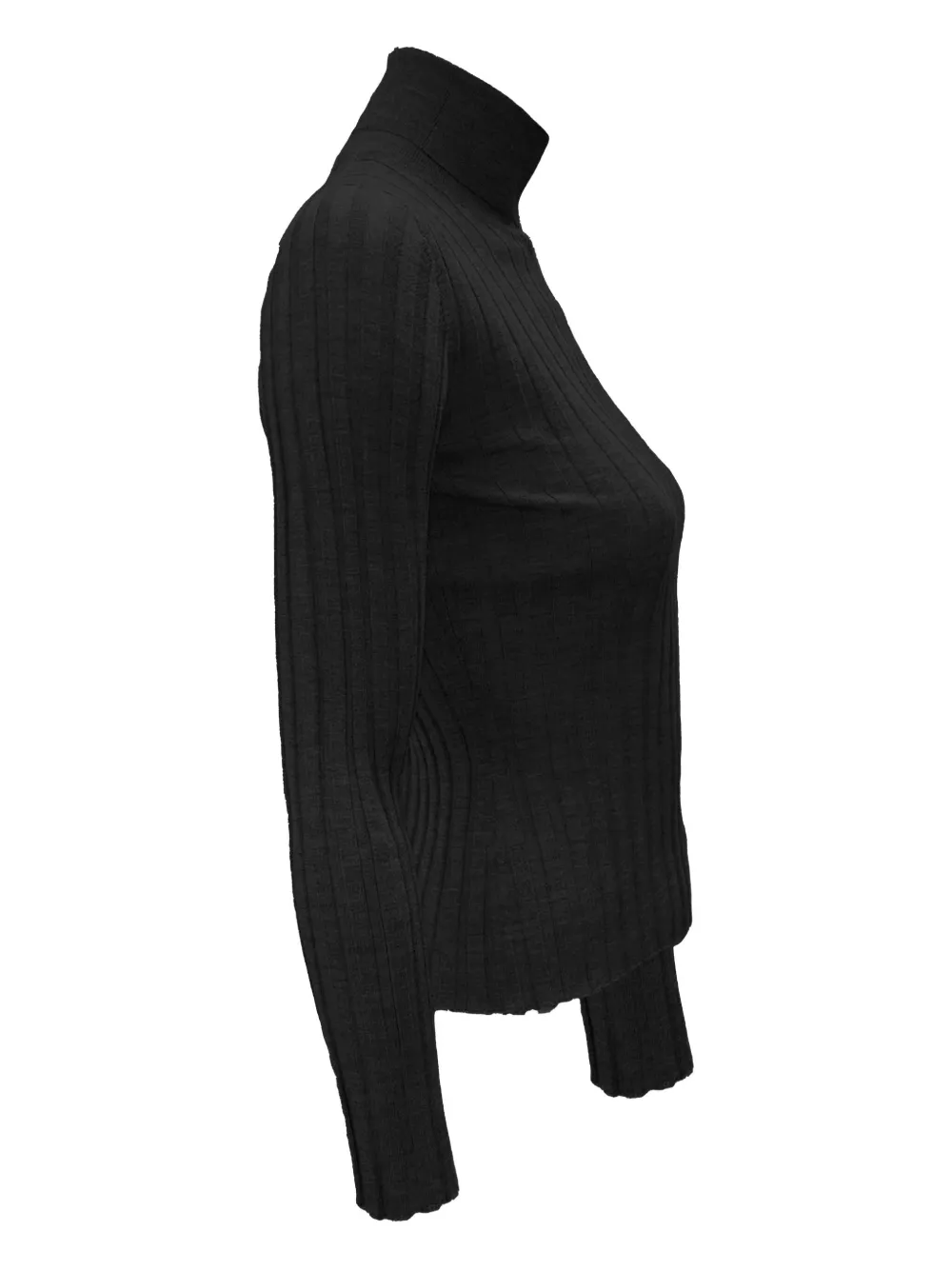 La Rose Turtleneck Ribbed Sweater In Black