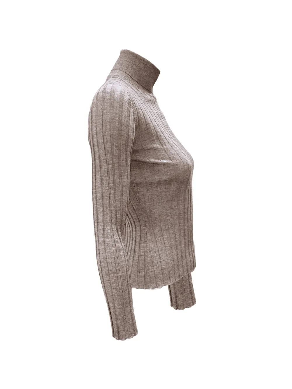 LA ROSE Geribbelde coltrui Beige