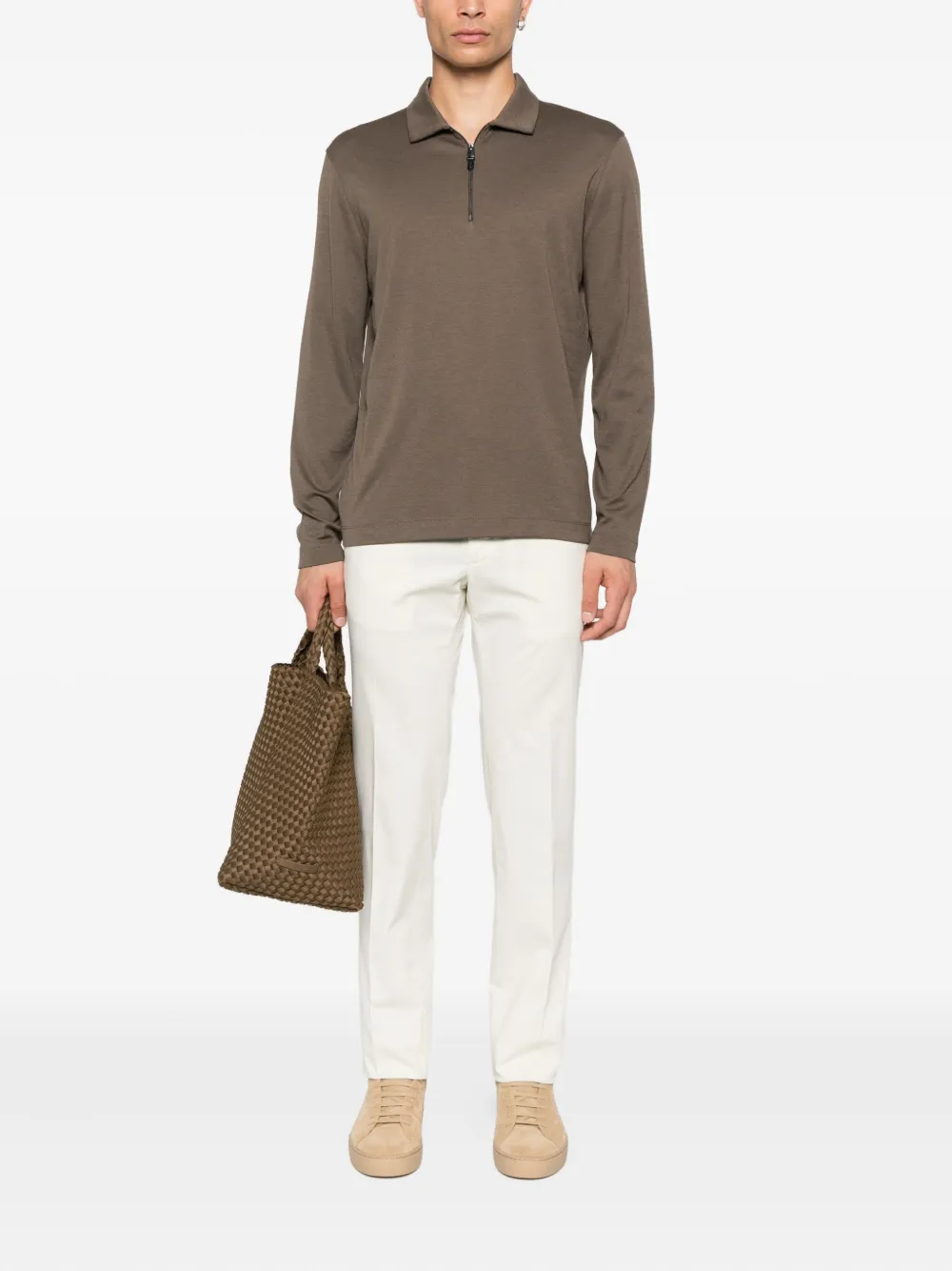 Canali Trui met lange mouwen en rits - Bruin