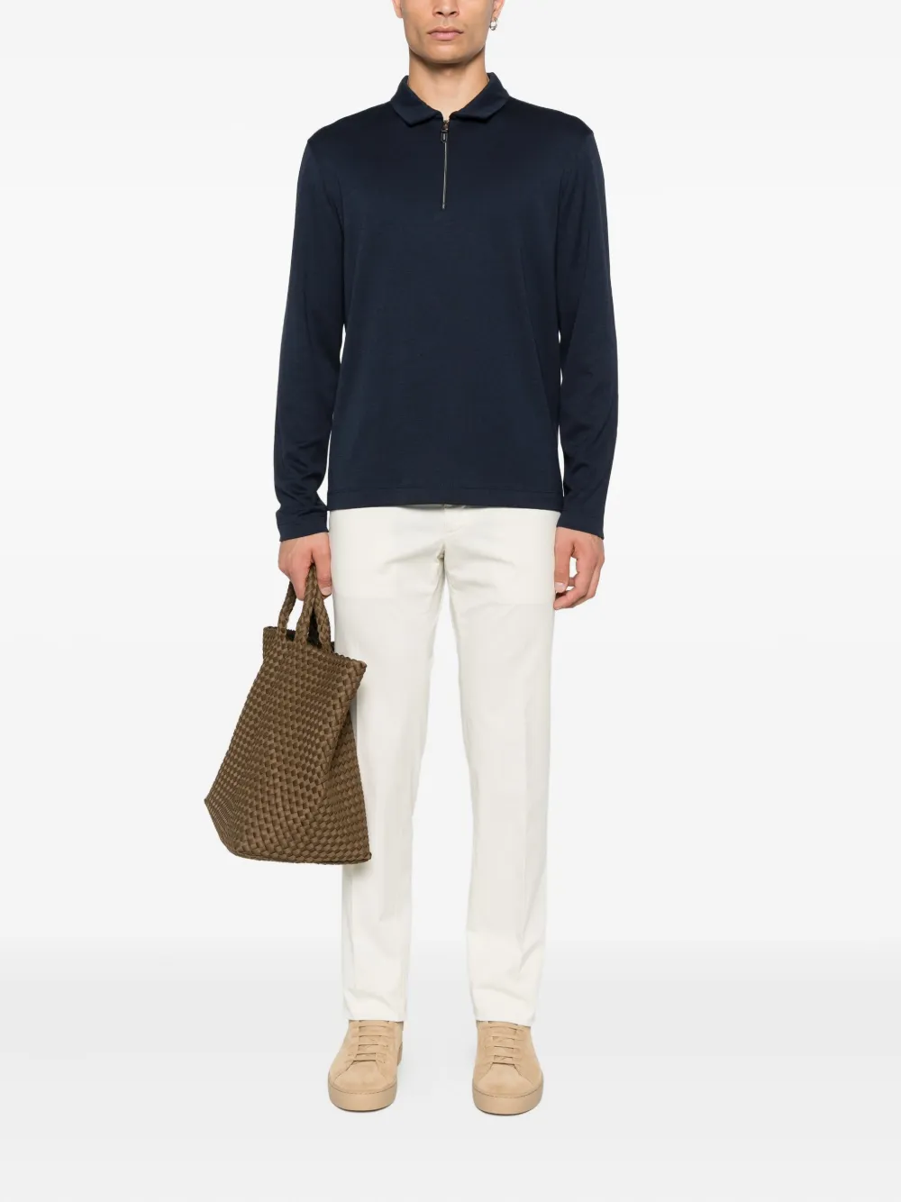 Canali Trui met lange mouwen en rits - Blauw
