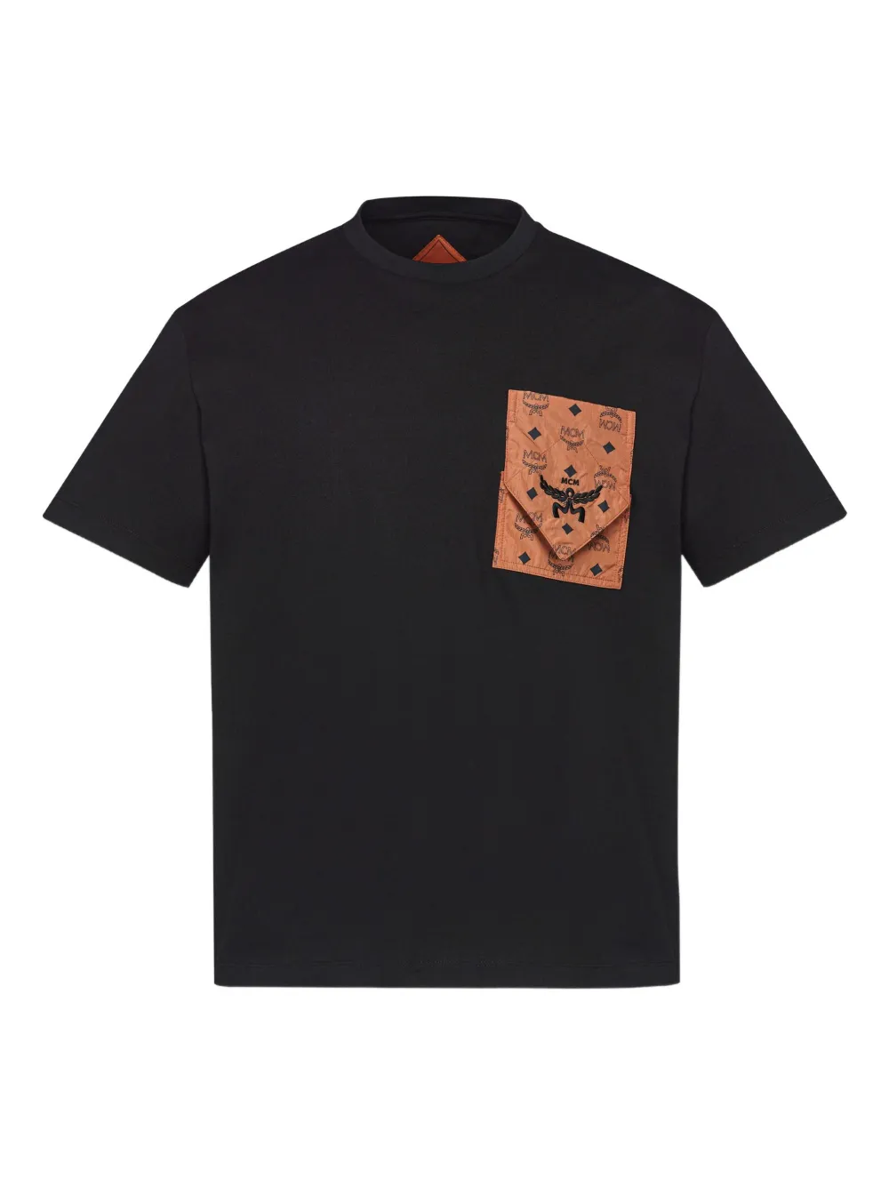 monogram print-pocket T-shirt
