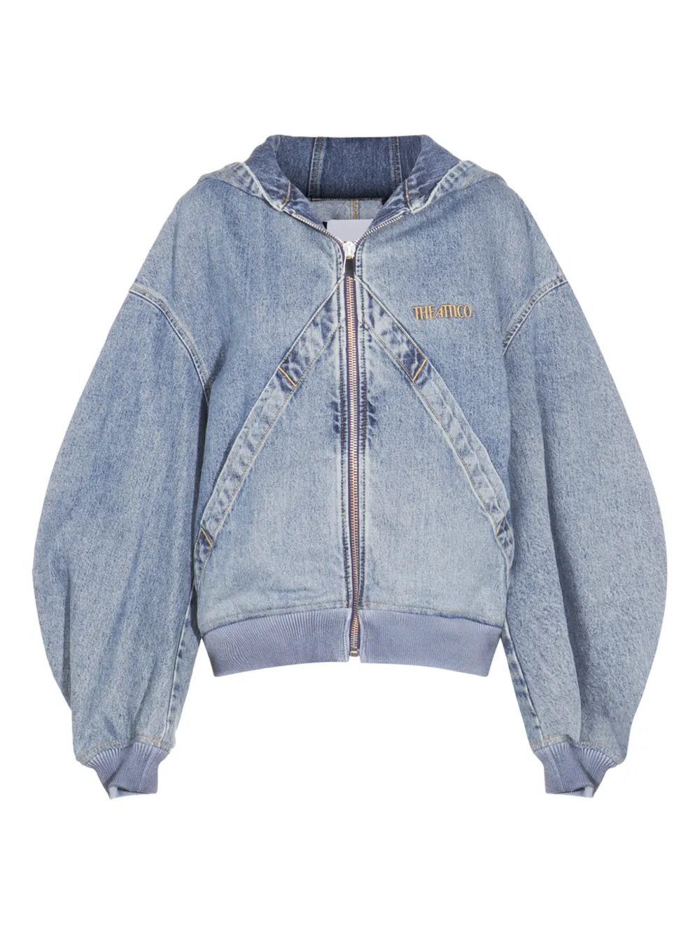 The Attico hooded denim bomber jacket Blauw