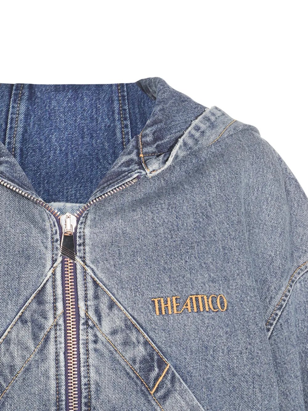 The Attico hooded denim bomber jacket Blauw