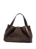 Themoirè pleated top-handle tote bag - Brown