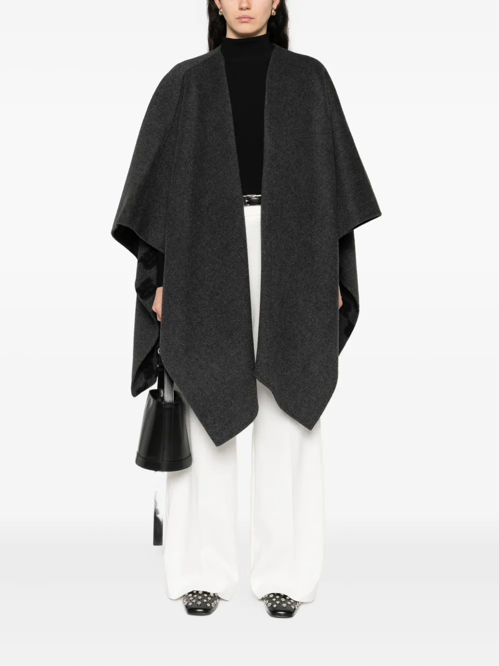 Ermanno Firenze Wool Cape In Gray