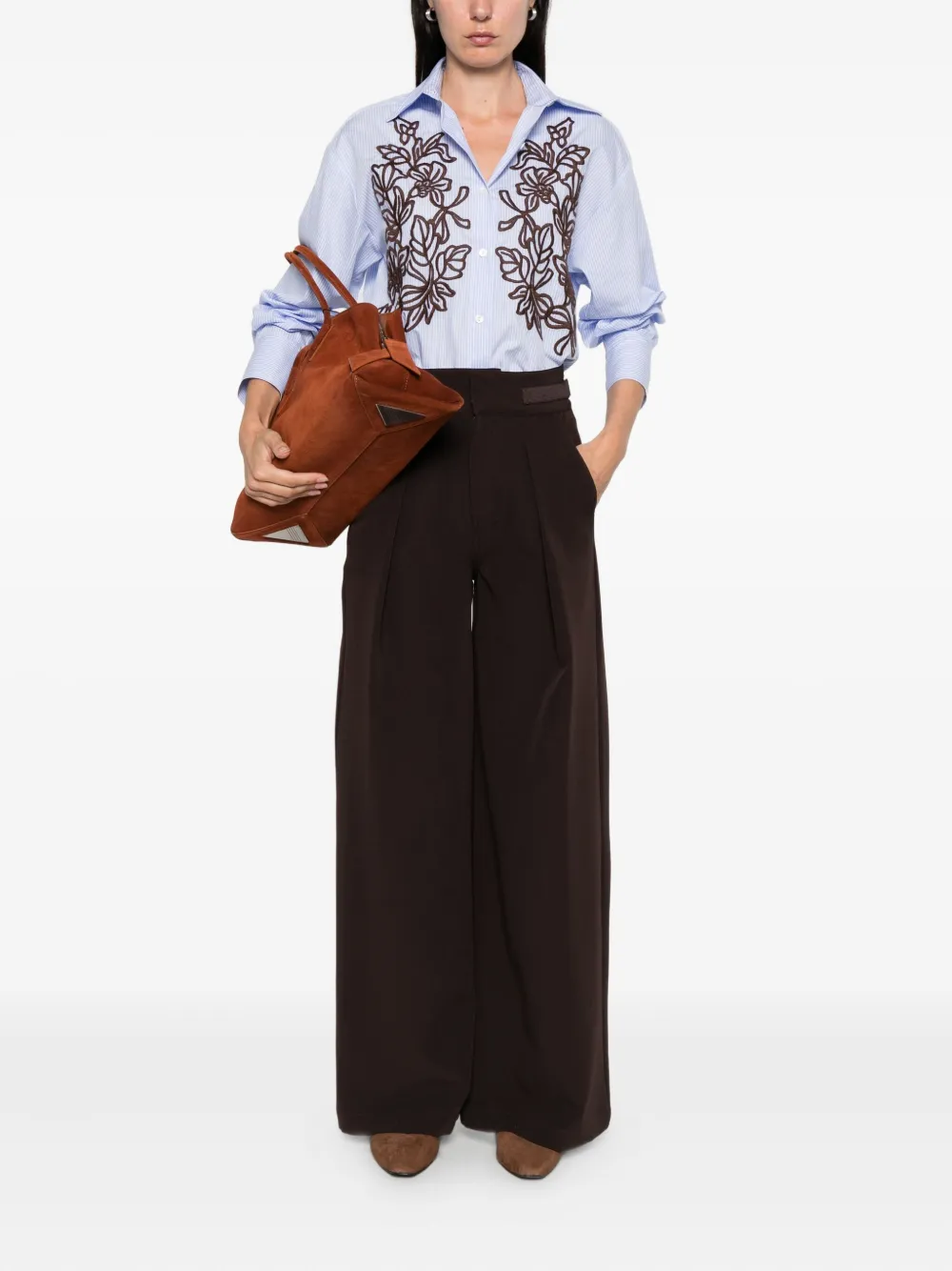 ERMANNO FIRENZE Broek met geplooid detail Bruin