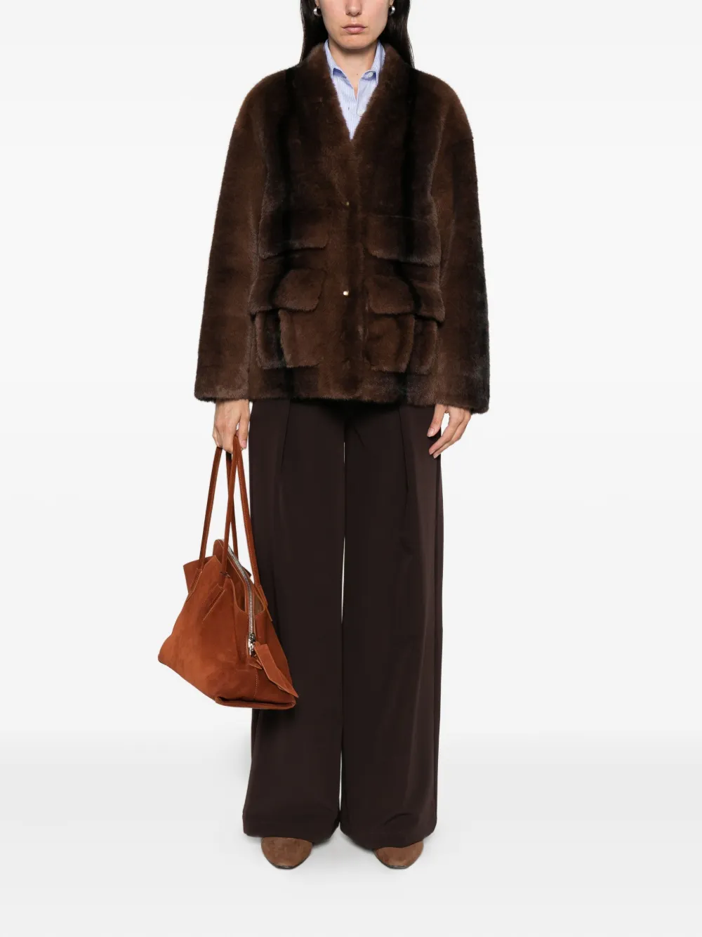 Ermanno Firenze Flap-pocket Jacket In Brown