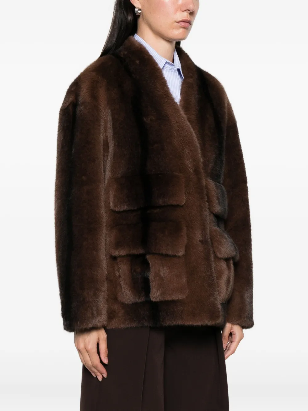 Ermanno Firenze Flap-pocket Jacket In Brown