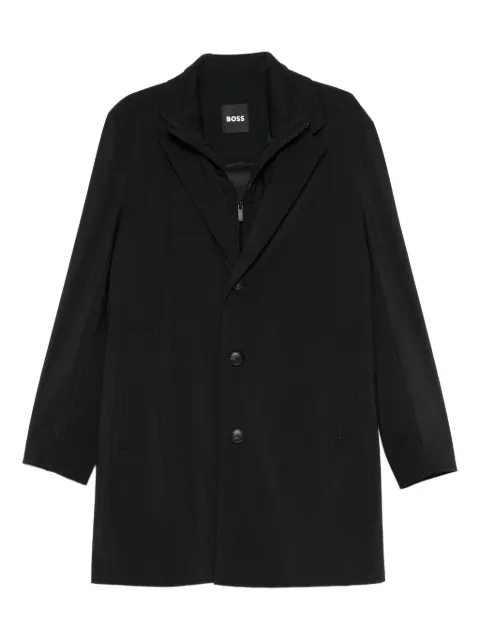BOSS three-button notched-lapels coat