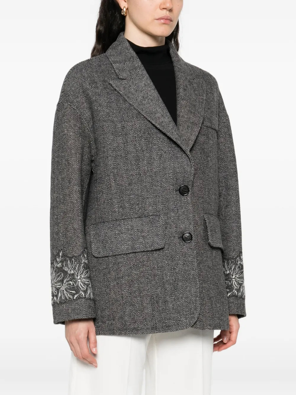 ERMANNO FIRENZE Blazer met visgraatpatroon Grijs