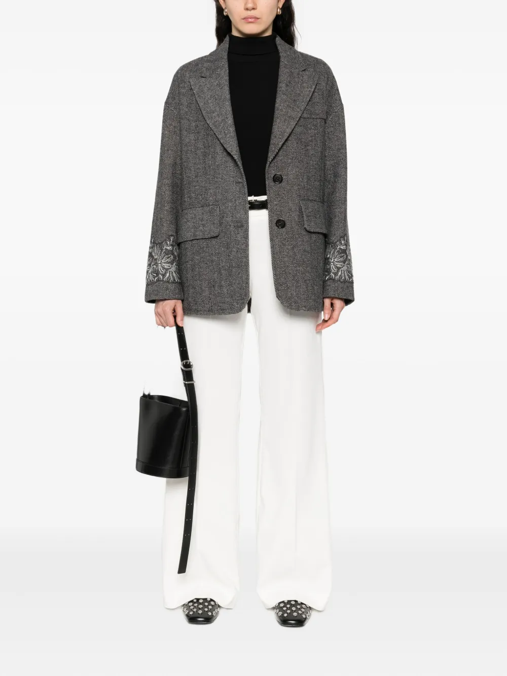 ERMANNO FIRENZE Blazer met visgraatpatroon Grijs
