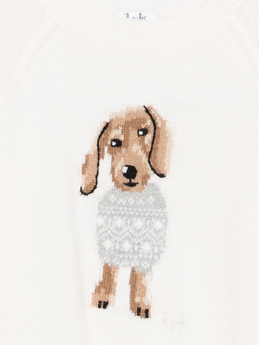 Il Gufo Sweater met hondenpatroon Beige