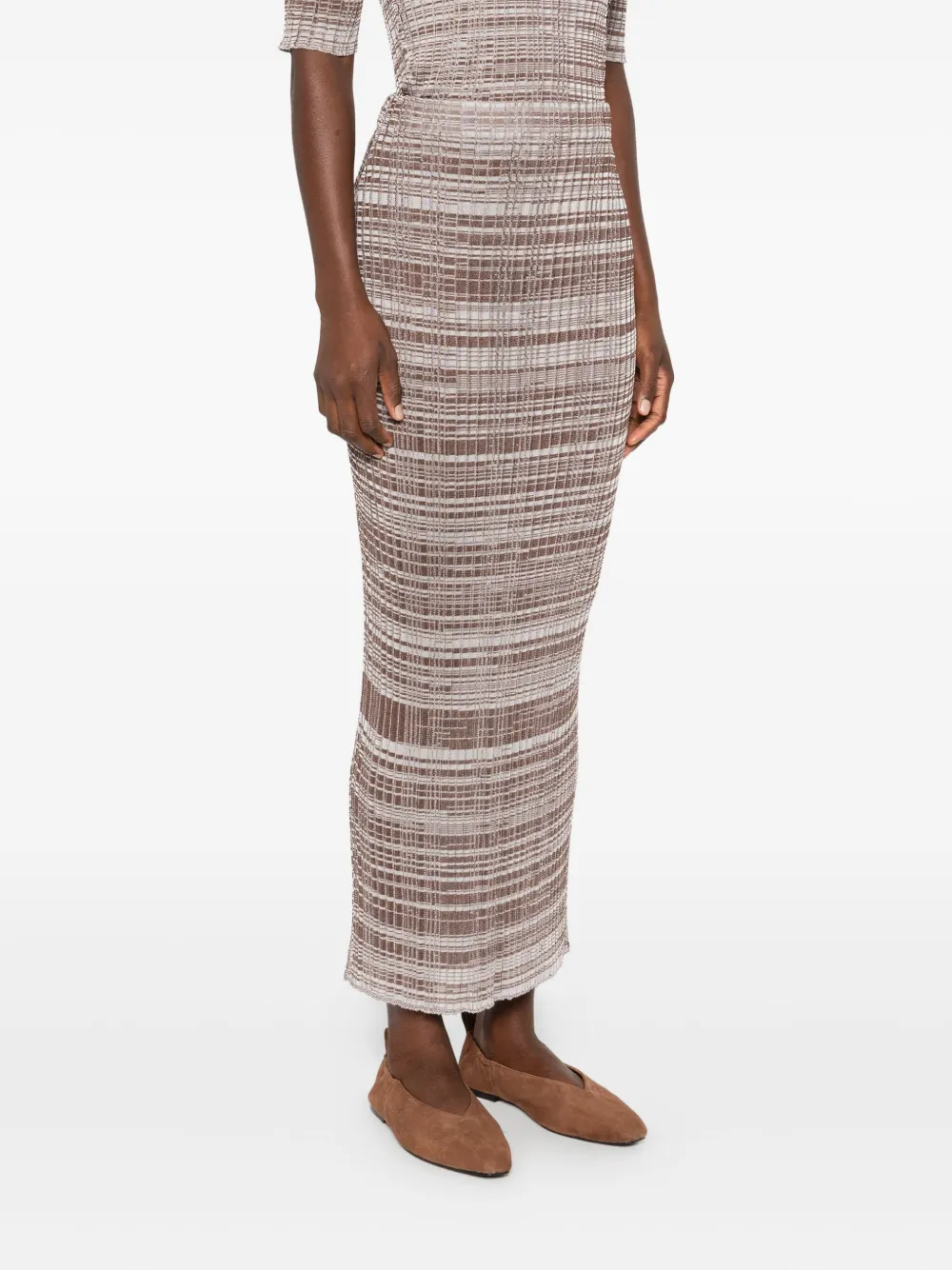 Fabiana Filippi Gestreepte geribbelde maxi-rok Bruin