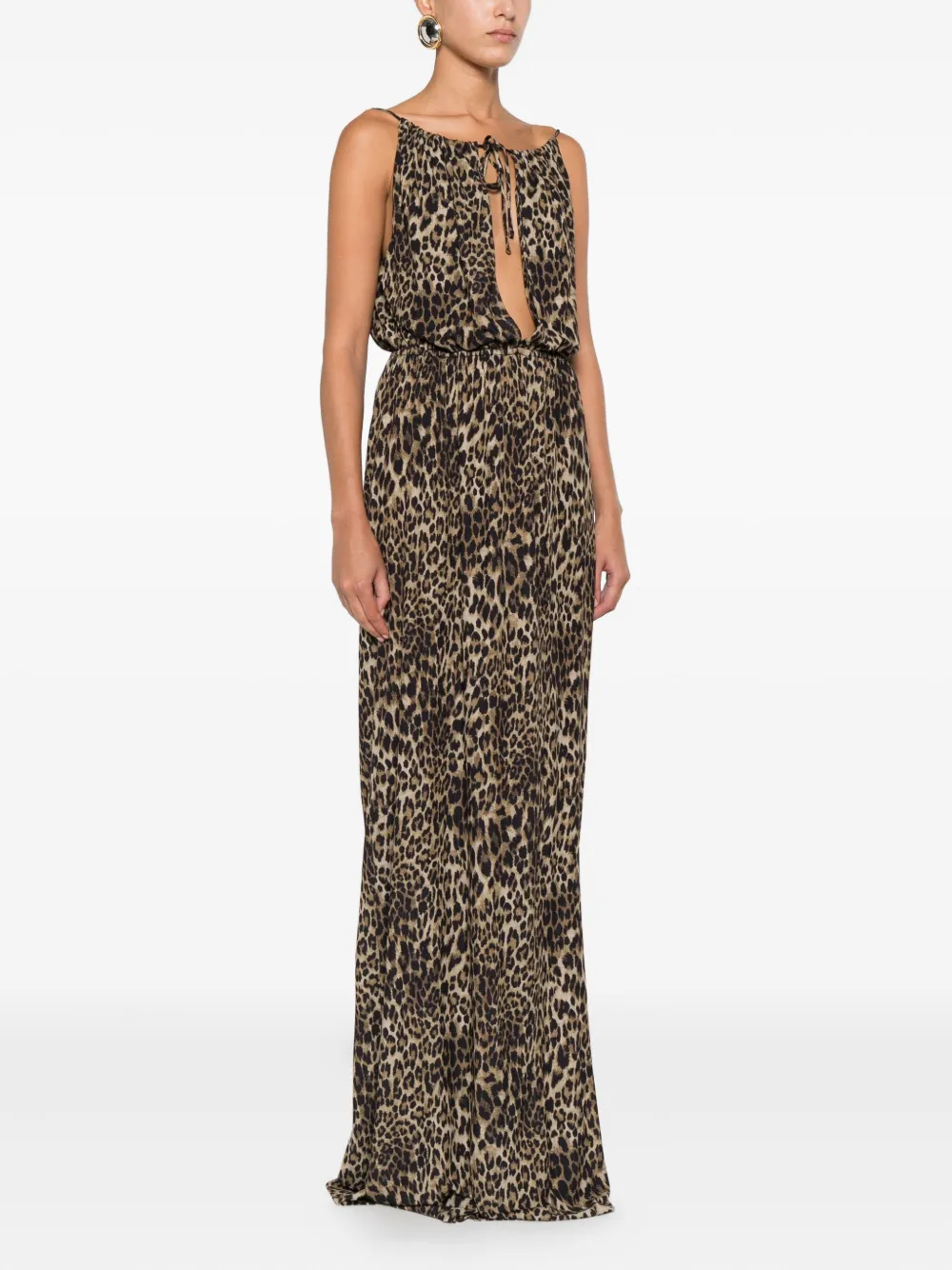 Nili Lotan Leopard-print Sleeveless Maxi Dress In Animal Print