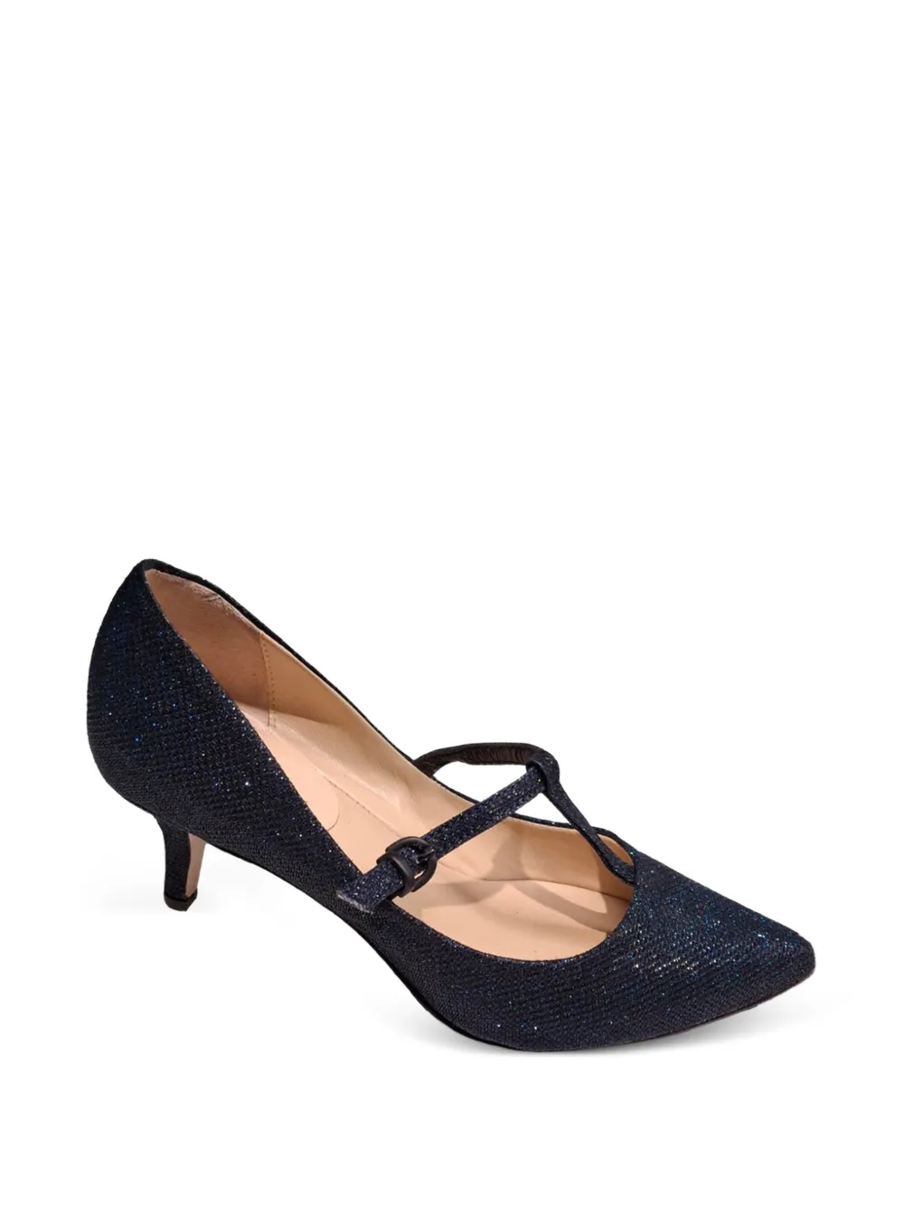 LA ROSE glitter-effect t-bar pumps Blauw