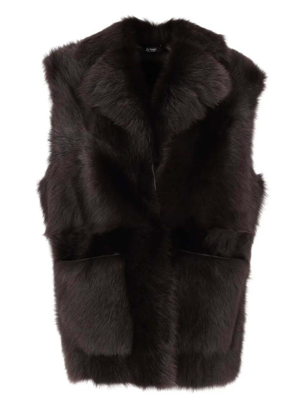 LA ROSE pocket sleveless gilet - Marrone