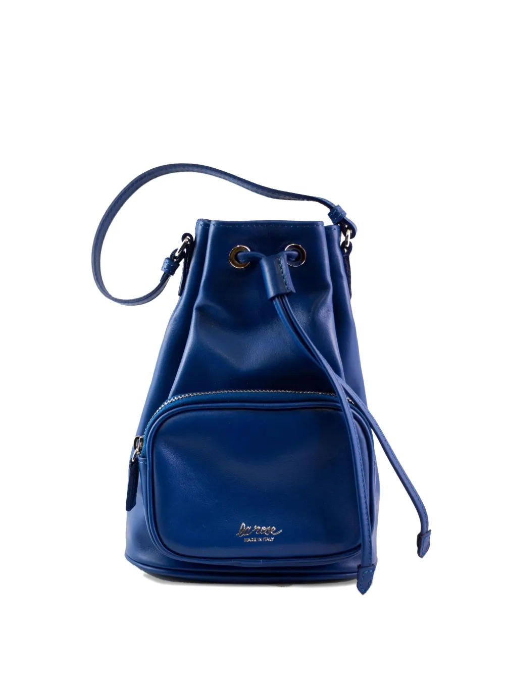 La Rose Zip Leather Bucket Bag In Blue