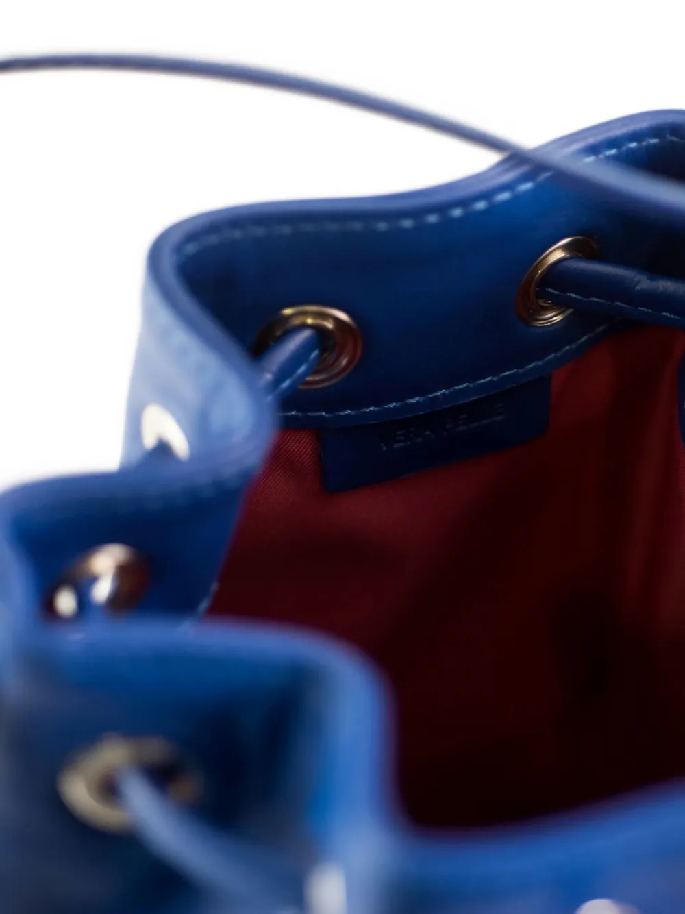 La Rose Zip Leather Bucket Bag In Blue