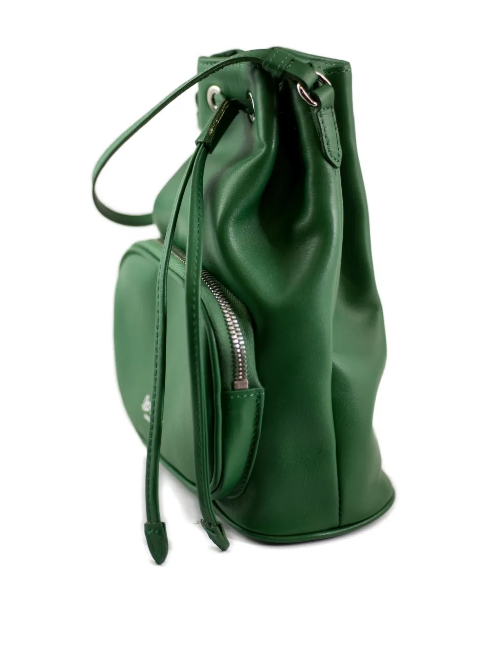 La Rose Zip Leather Bucket Bag In Green
