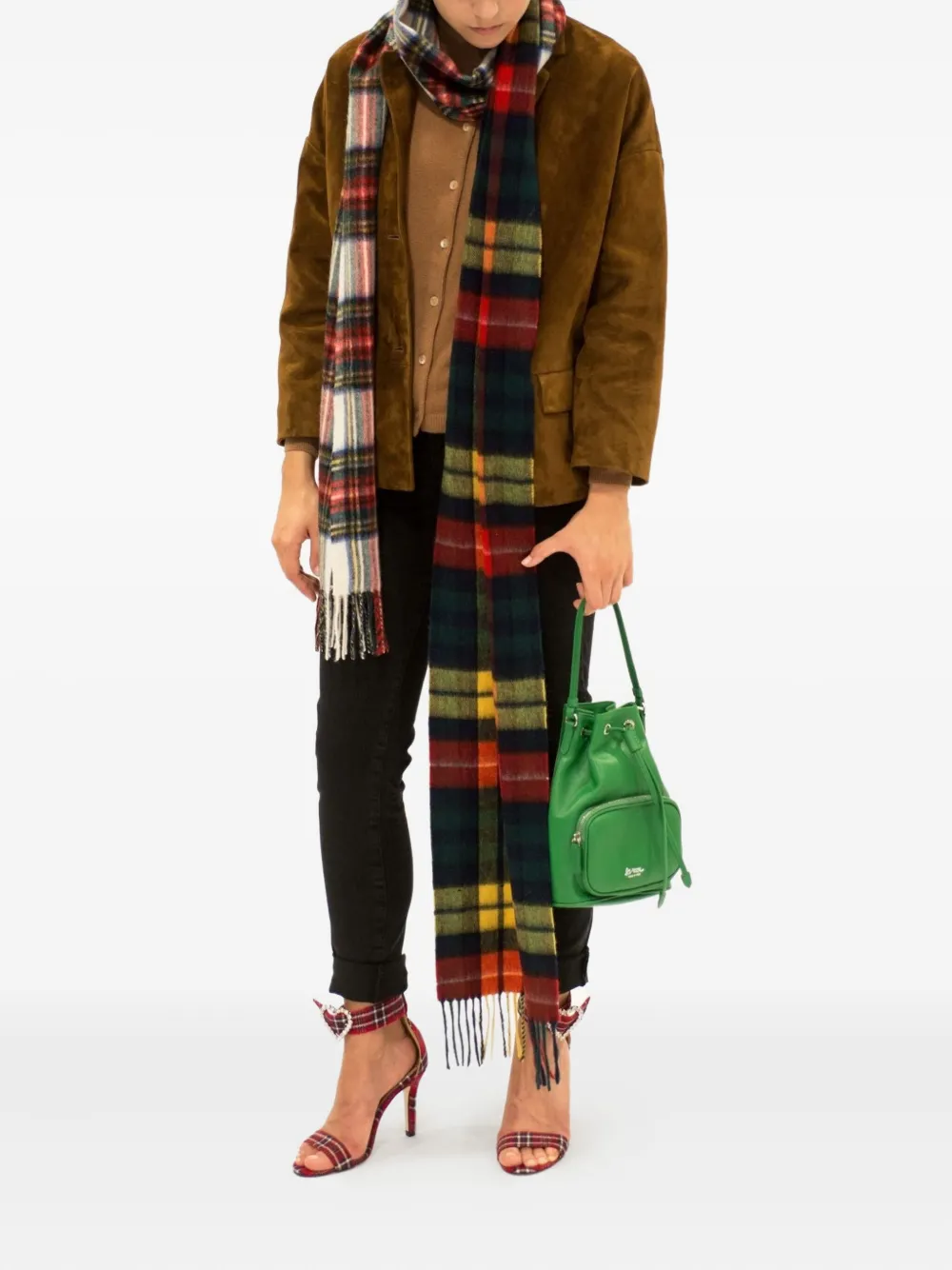 La Rose Zip Leather Bucket Bag In Green