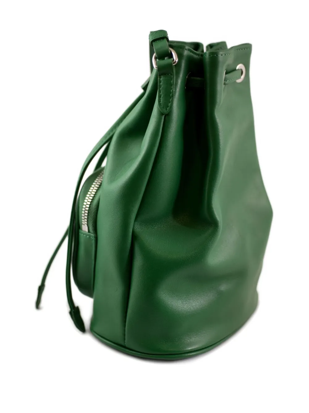 La Rose Zip Leather Bucket Bag In Green
