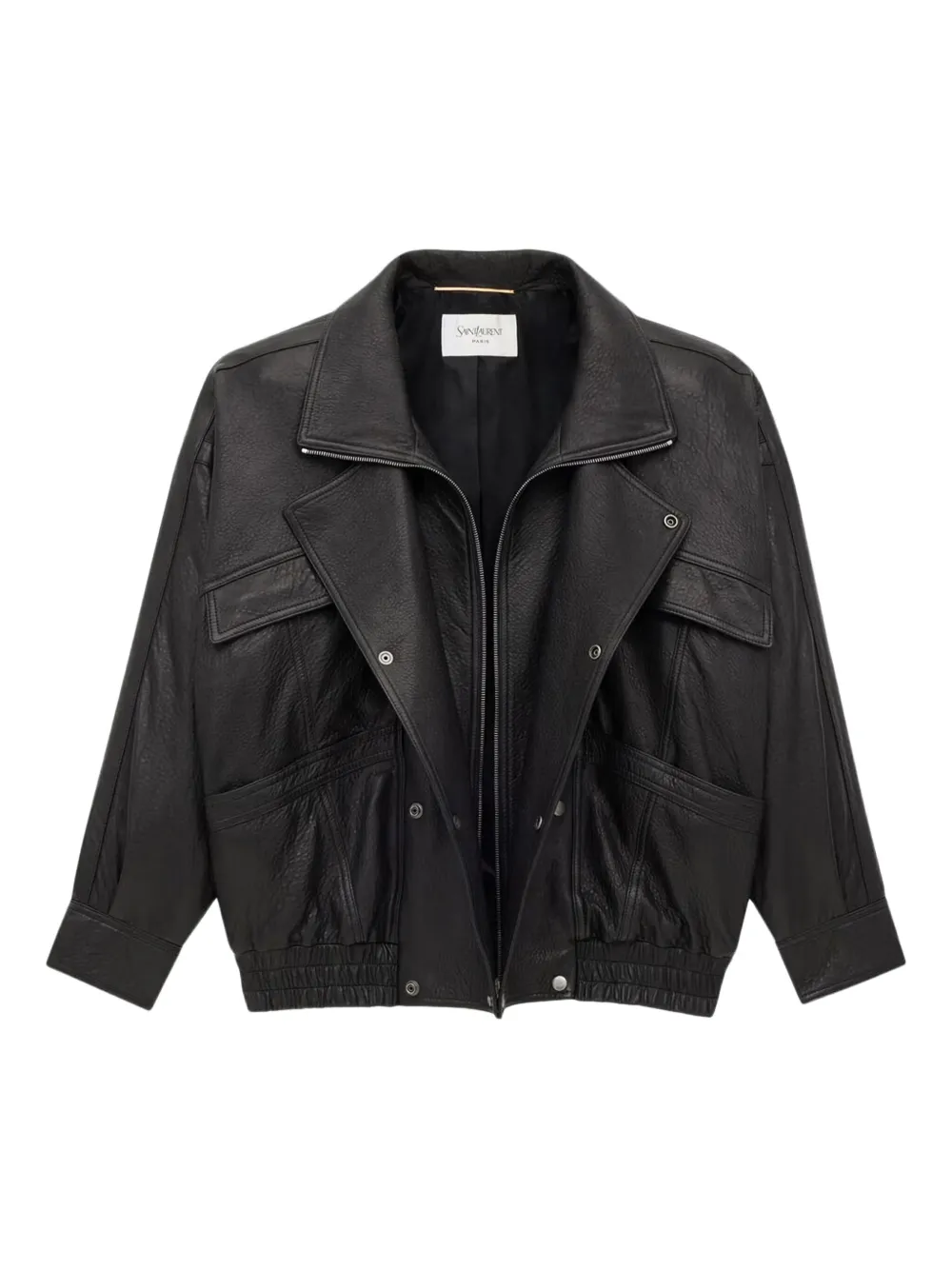 Saint Laurent leather bomber jacket Zwart