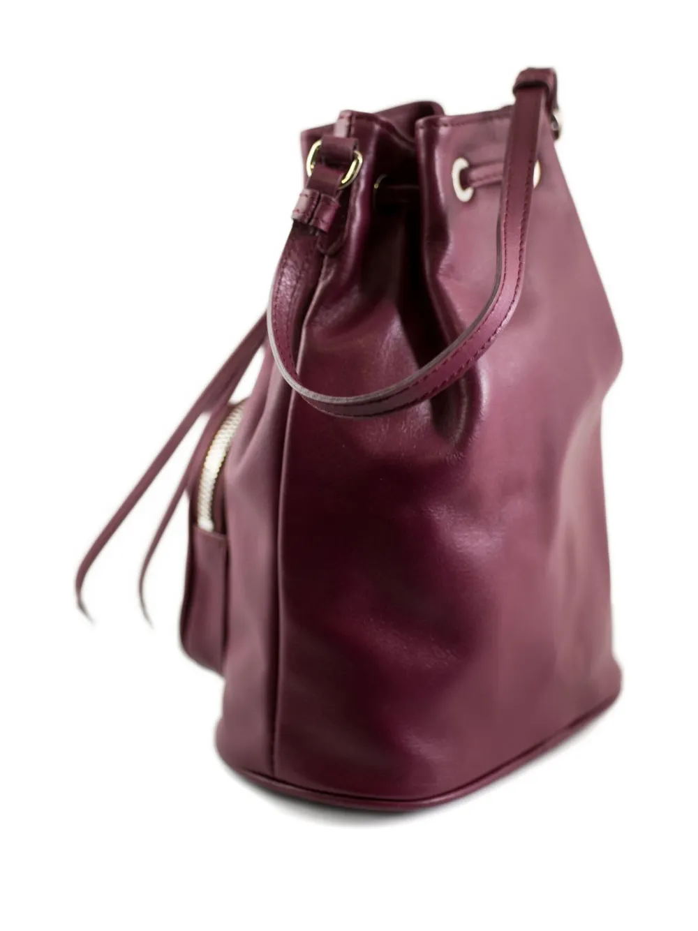 La Rose Drawstring Zip Bucket Bag In Purple