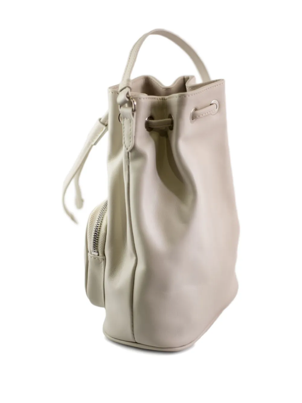 La Rose Zip Leather Bucket Bag In Neutral