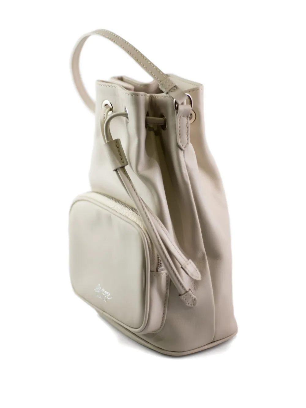 La Rose Zip Leather Bucket Bag In Neutral