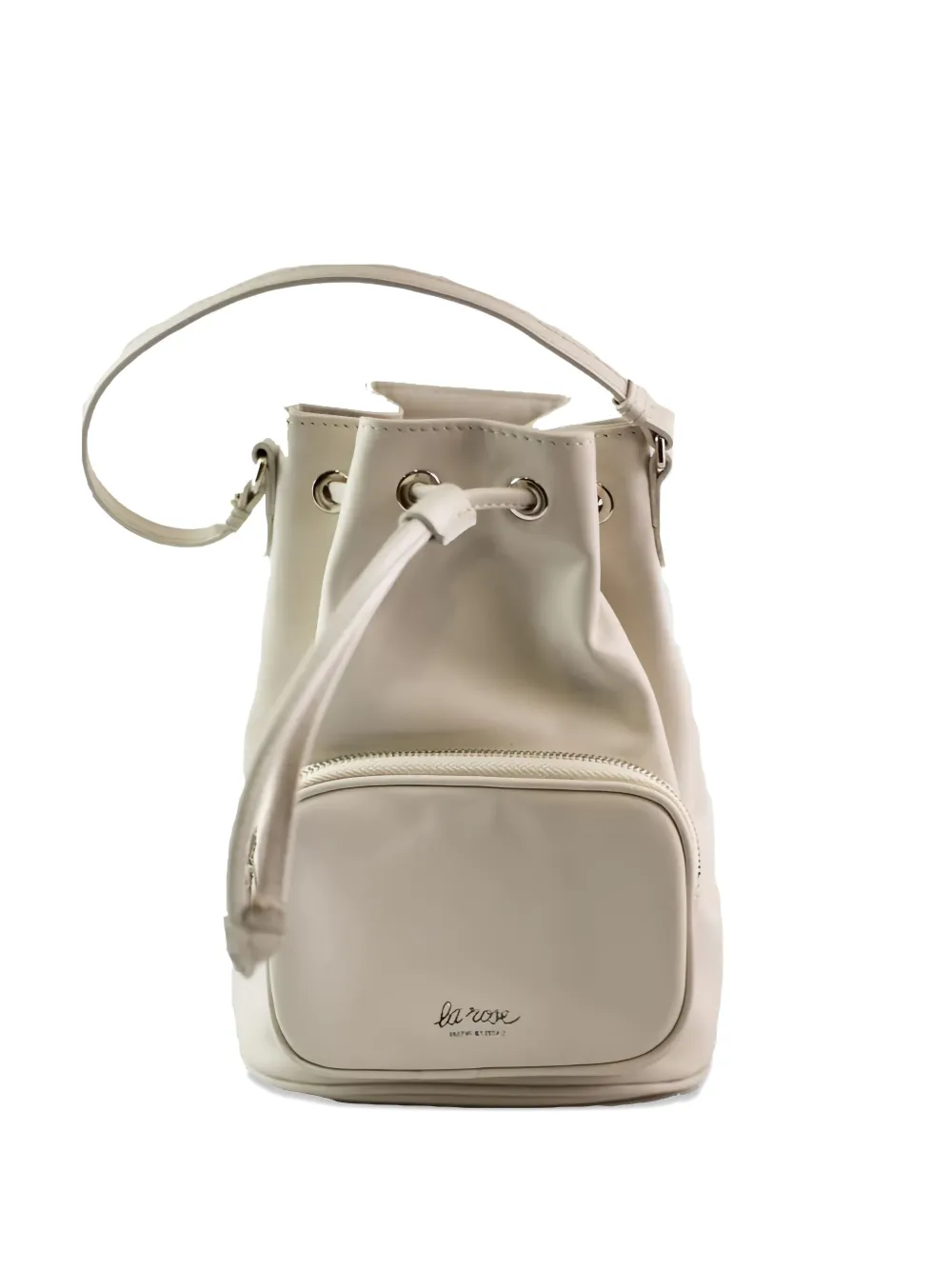 La Rose Zip Leather Bucket Bag In Neutral