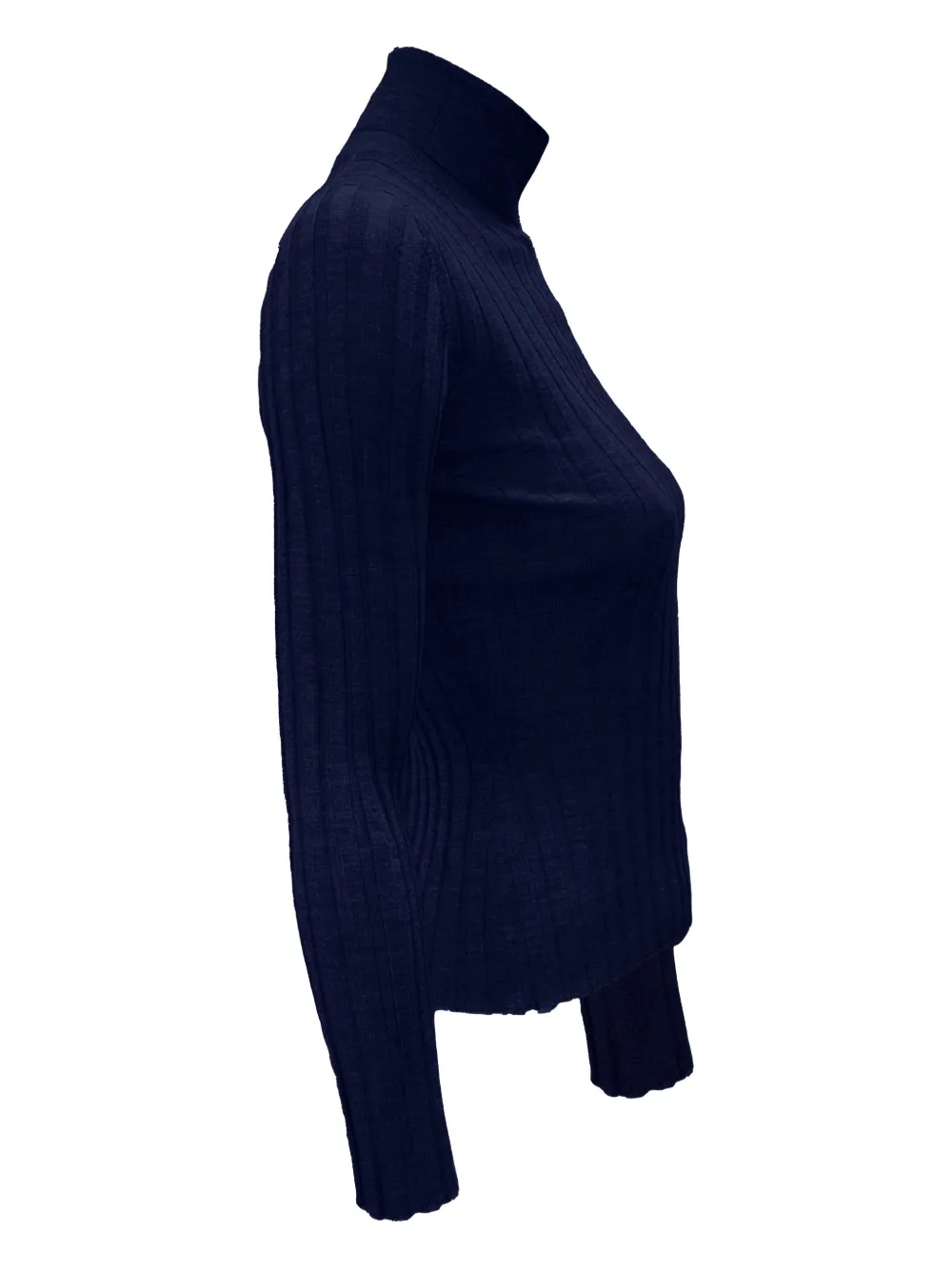 La Rose Ribbed High-neck Sweater In Blue