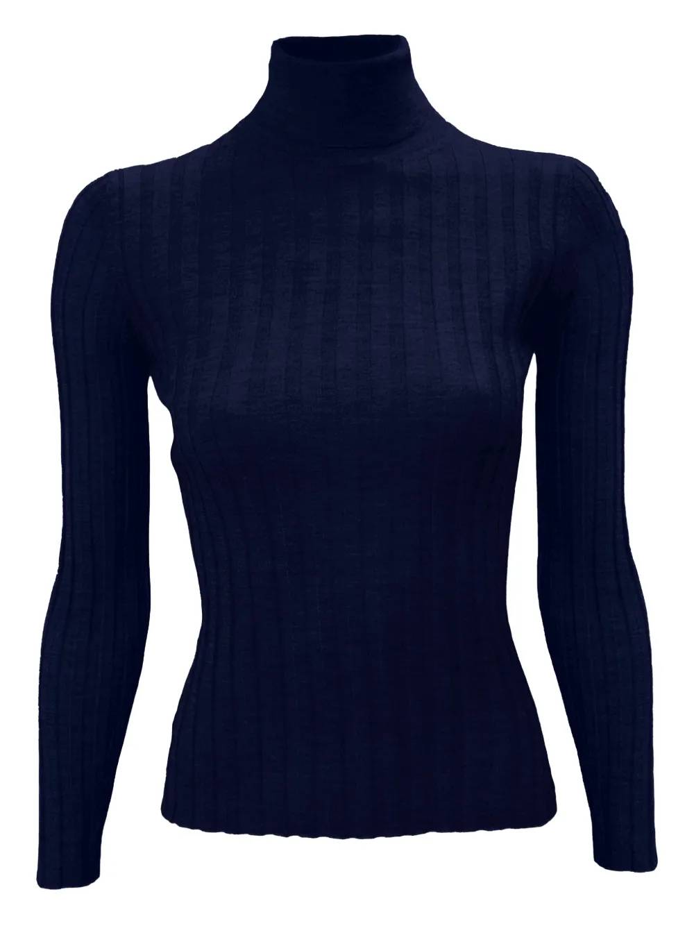 La Rose Ribbed High-neck Sweater In Blue
