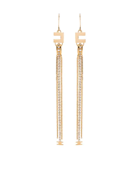 Elisabetta Franchi logo-detail rhinestone-pendants earrings