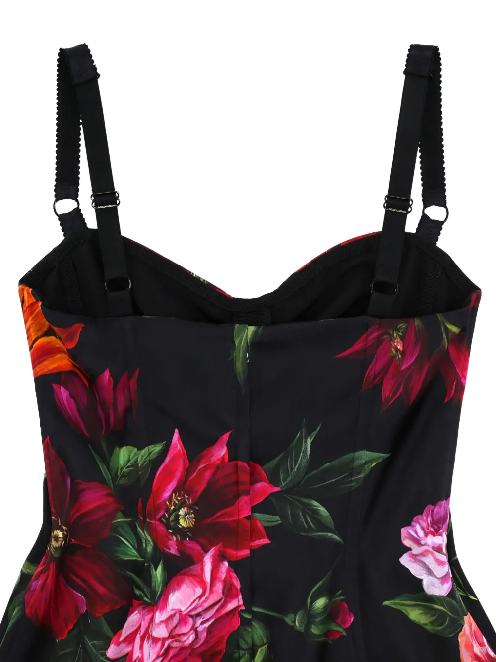 Dolce & Gabbana floral-print corset midi dress Zwart
