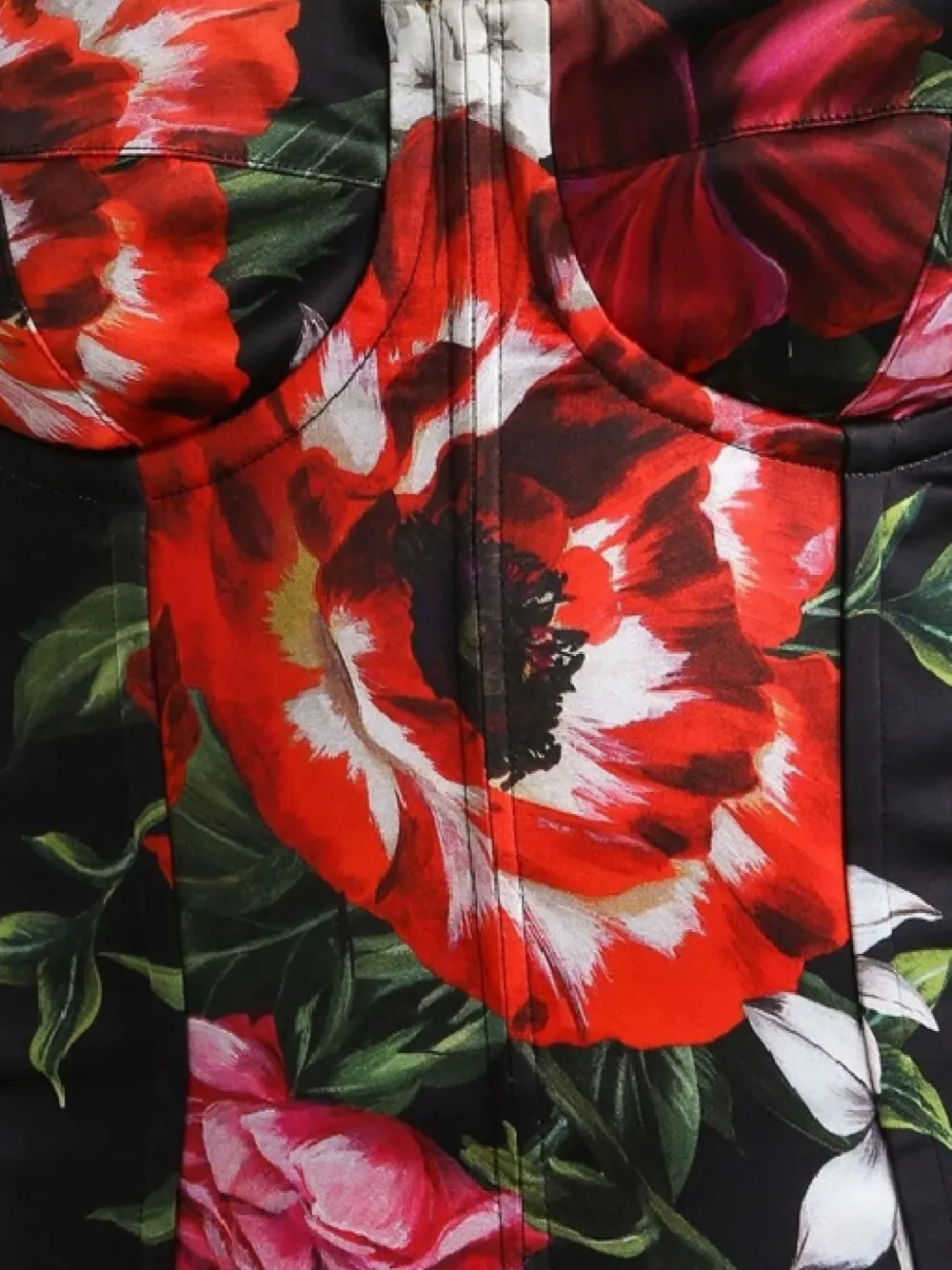 Dolce & Gabbana floral-print corset midi dress Zwart