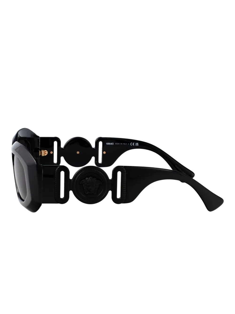 Versace Eyewear medusa head-embellishment sunglasses Zwart